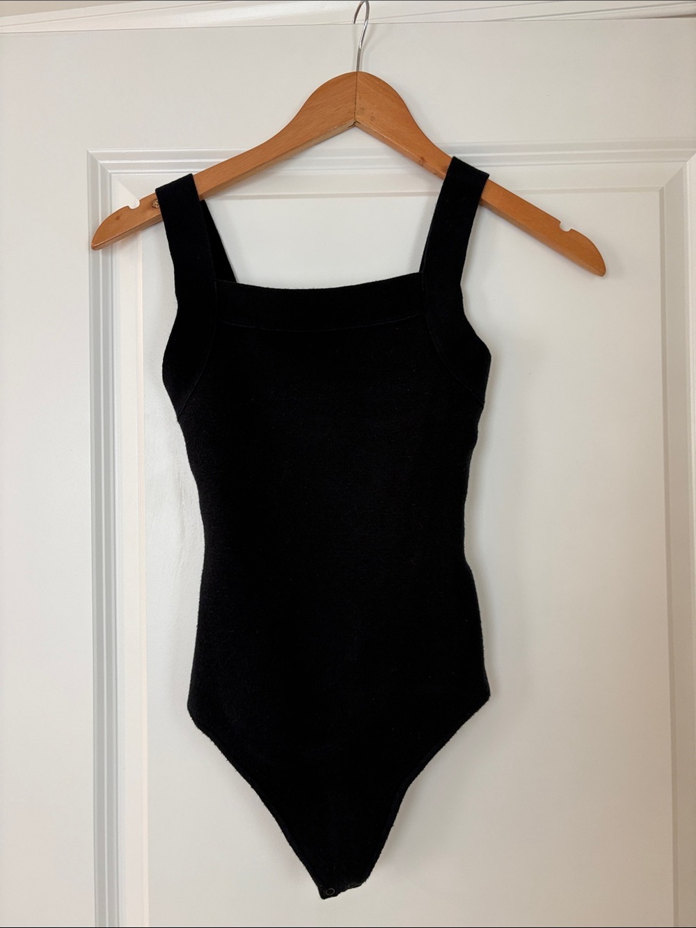 Abercrombie & Fitch Black Ribbed Square-Neck Bodysuit